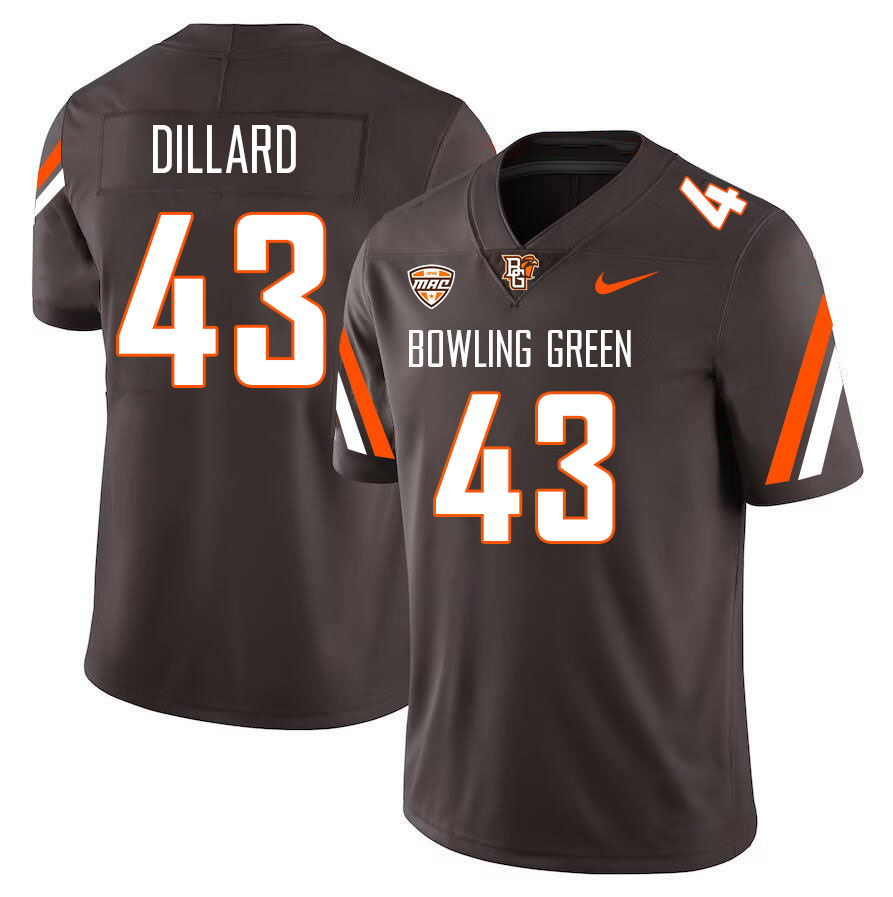 Men #43 Martreece Dillard Bowling Green Falcons College Football Jerseys Stitched-Brown